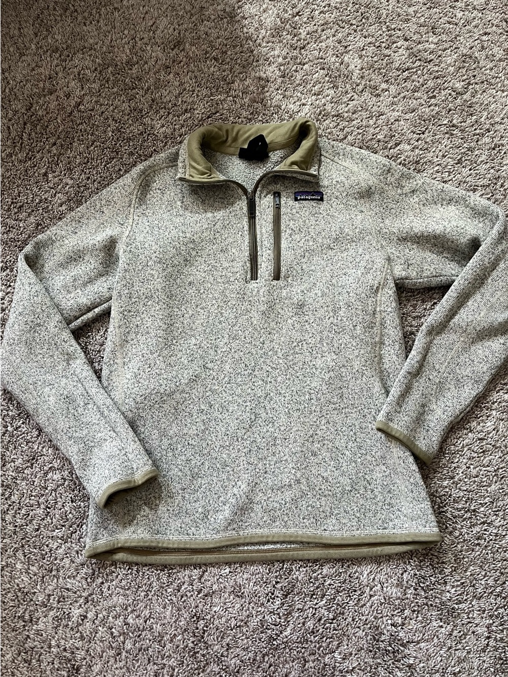 Patagonia Men’s Better Sweater Light Gray Quarter-Zip Fleece Pullover Size M